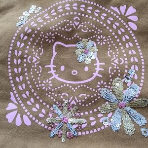 Sanrio Hello Kitty Floral Sequin Tote in Pink and Brown